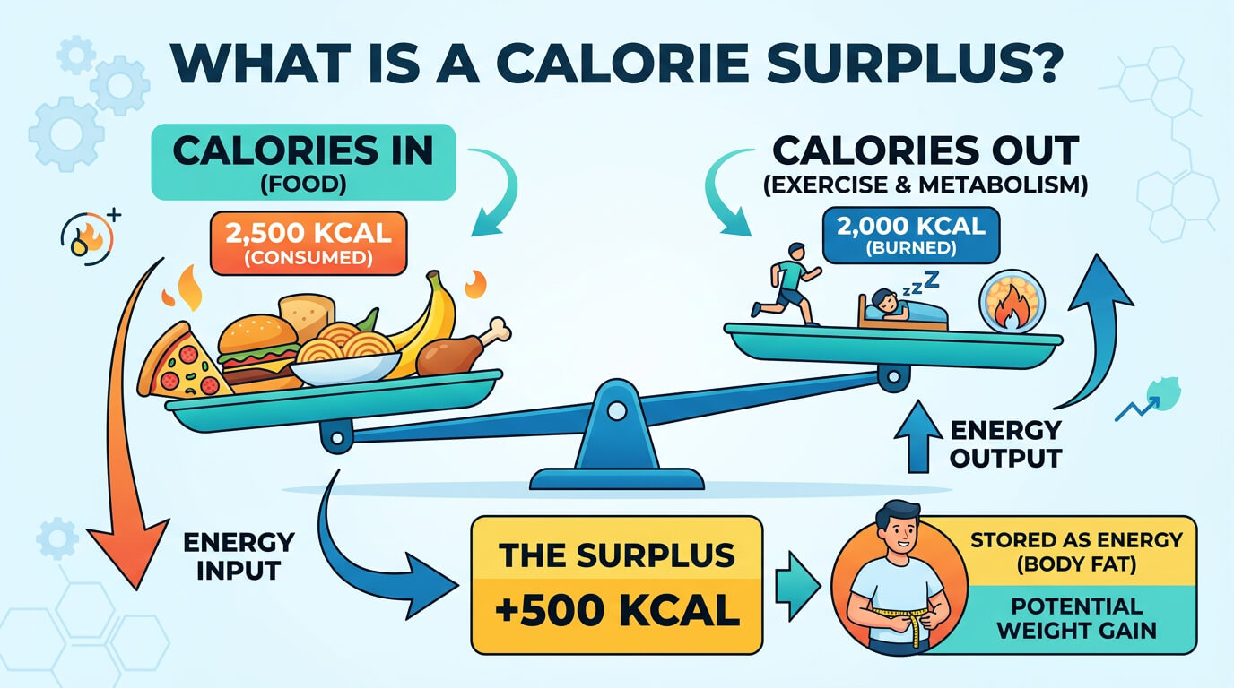 How many calories should I eat to gain muscle calorie surplus explained diagram