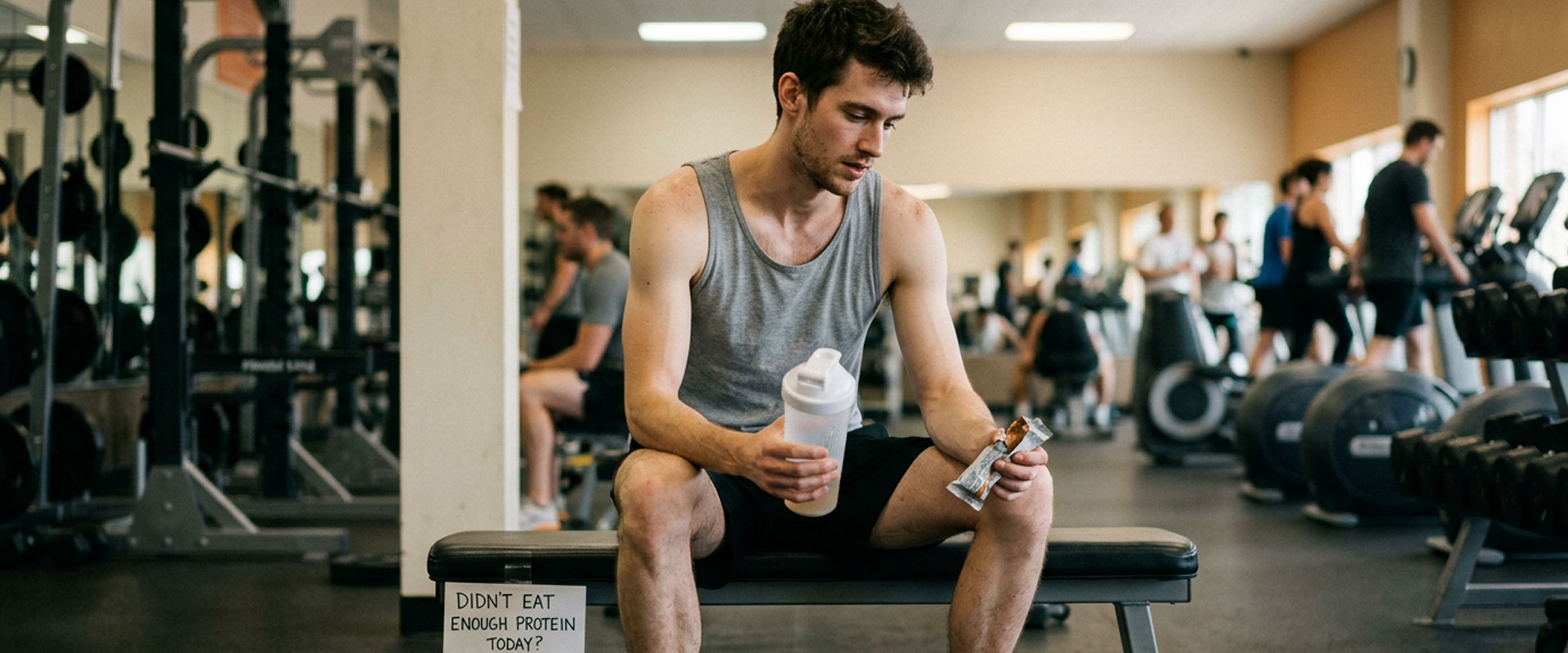 gym goer lacking protein intake for muscle gain