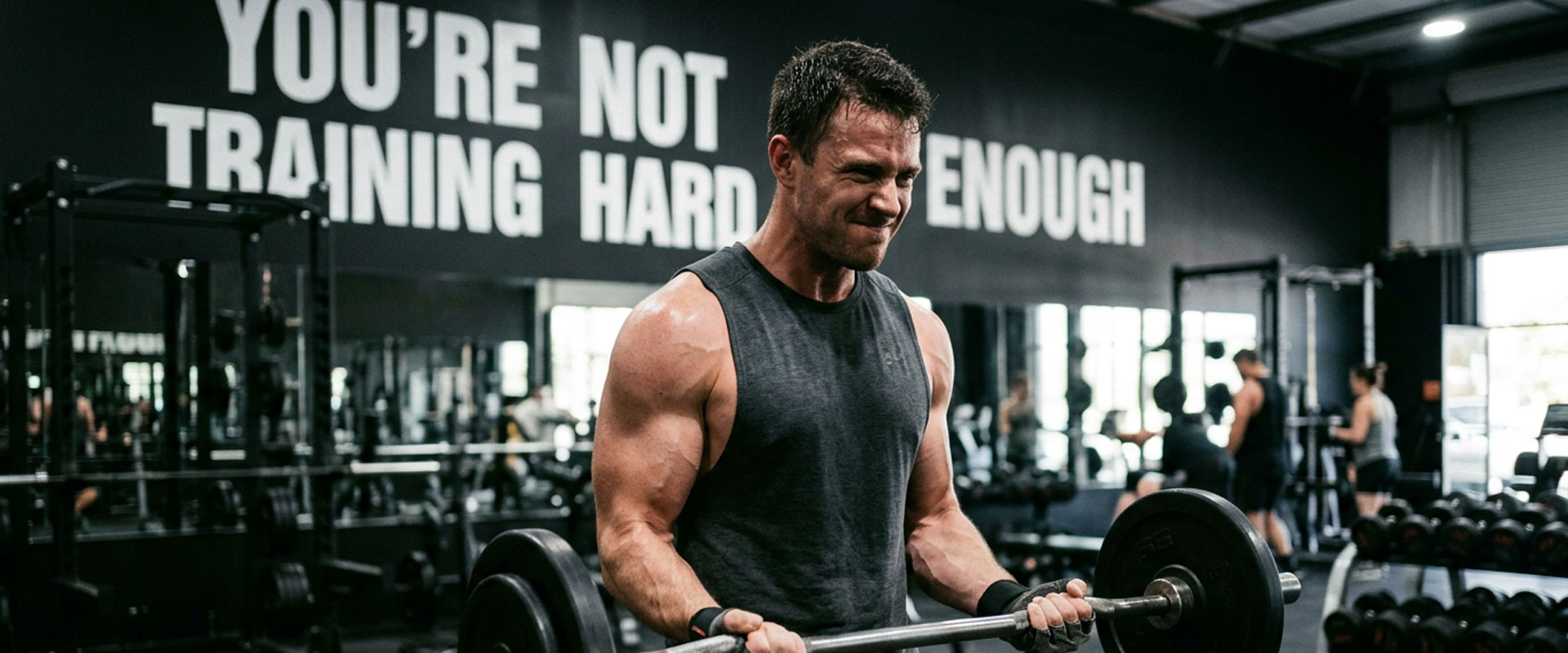 man not training hard enough to build muscle effectively